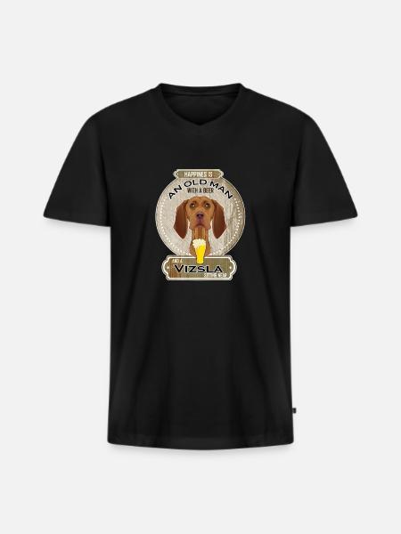 Vizsla Dad Beer Lover - Men's Premium Organic T-shirt with V-neck - black