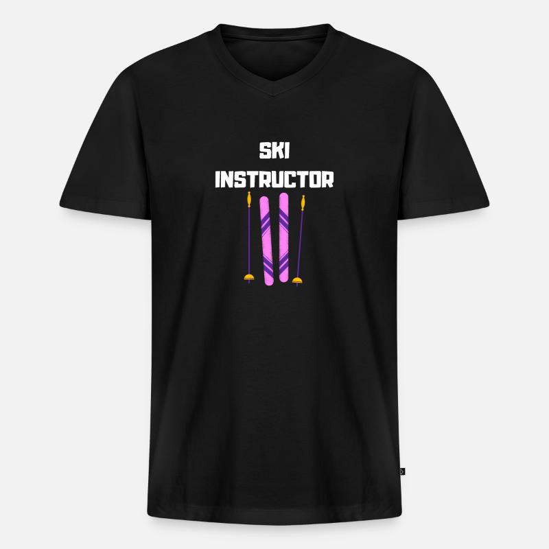 Ski Instructor - Männer Premium Bio T-Shirt mit V-Ausschnitt - Schwarz