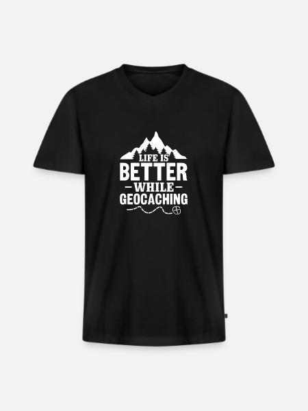 Geocaching Geocacher Cadeau - T-shirt encolure en V Premium bio Homme - noir