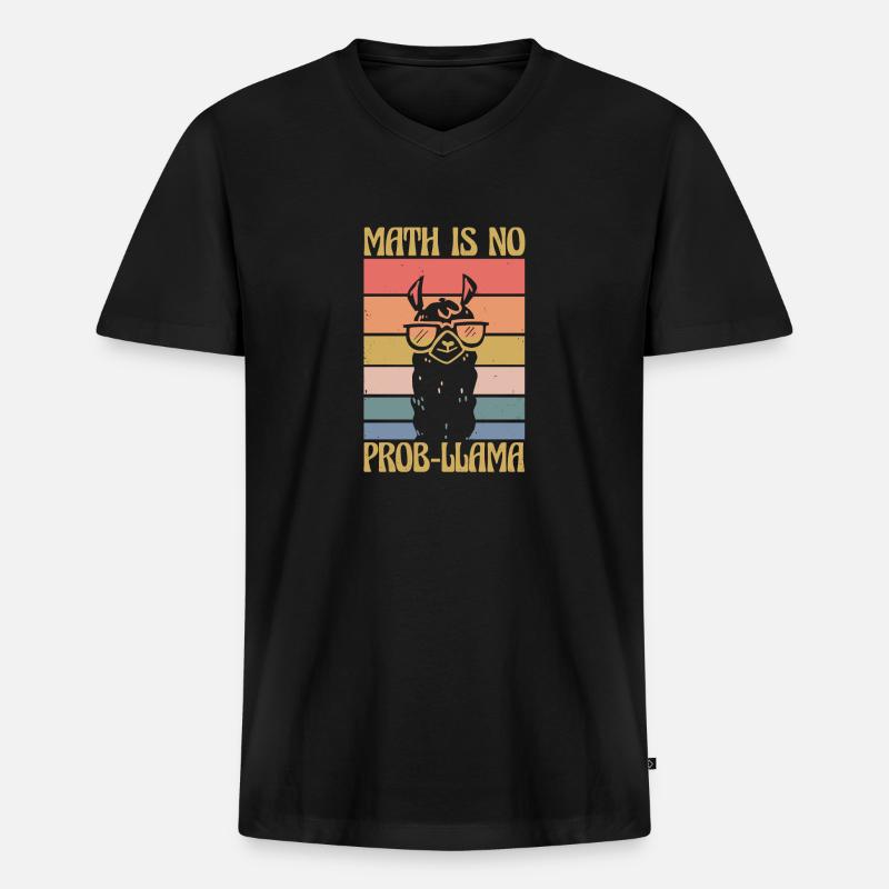 Math Is No Prob-Llama Mathelehrer - Männer Premium Bio T-Shirt mit V-Ausschnitt - Schwarz