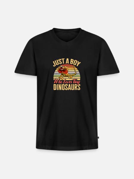 Kragenechse Frilled-neck lizard Reptil Herpetologe - Männer Premium Bio T-Shirt mit V-Ausschnitt - Schwarz