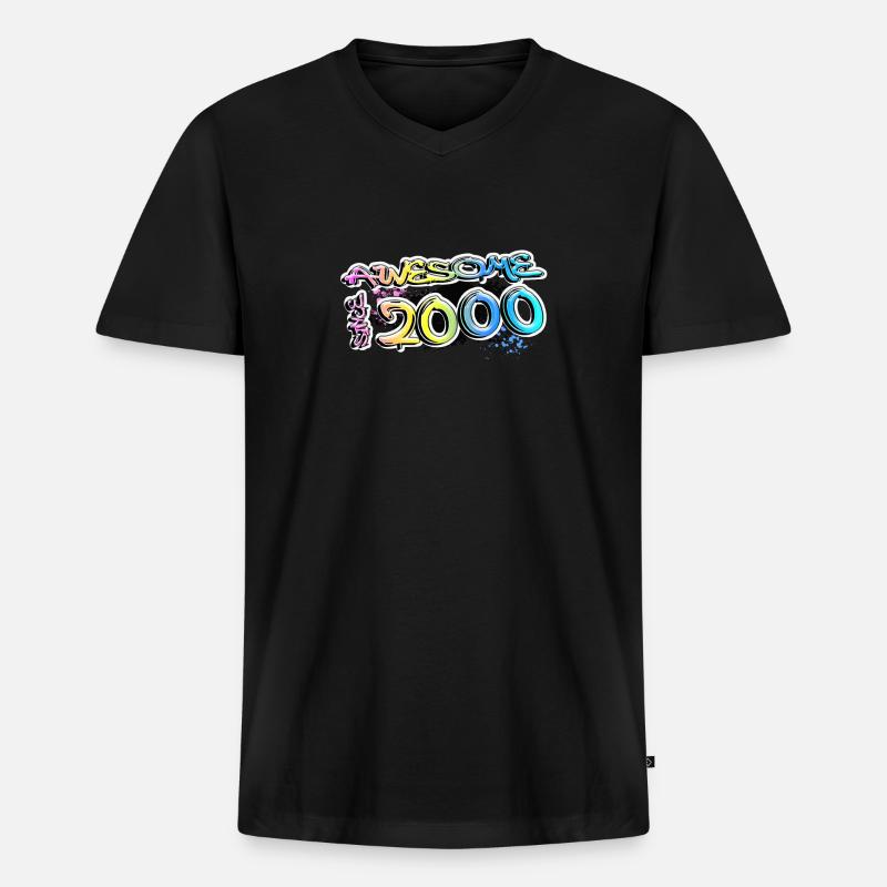 Awesome since 2000 Graffiti Motiv - Männer Premium Bio T-Shirt mit V-Ausschnitt - Schwarz