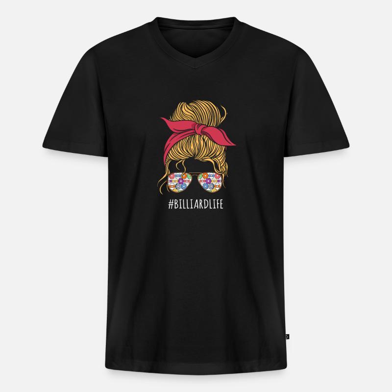 Snooker Pool Billard - Männer Premium Bio T-Shirt mit V-Ausschnitt - Schwarz