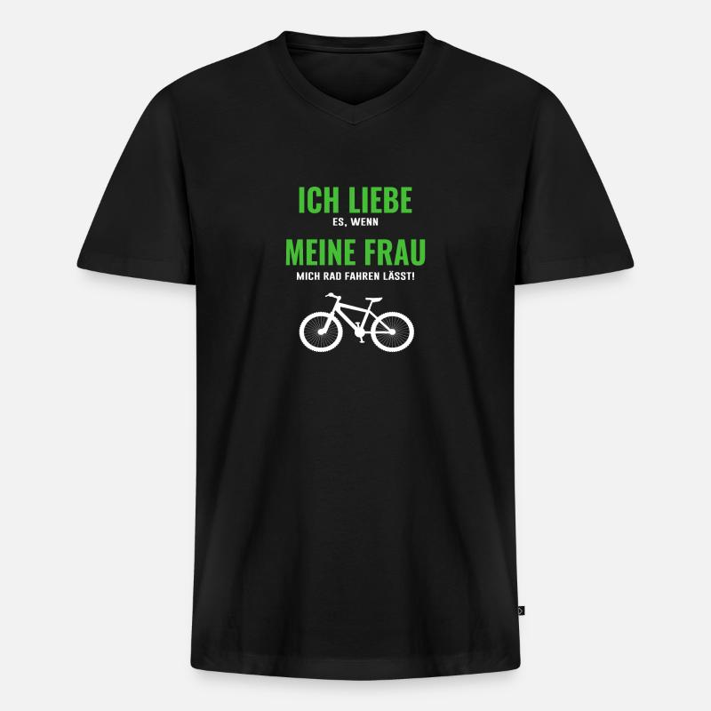 Fahrrad Spruch Geschenk - Männer Premium Bio T-Shirt mit V-Ausschnitt - Schwarz