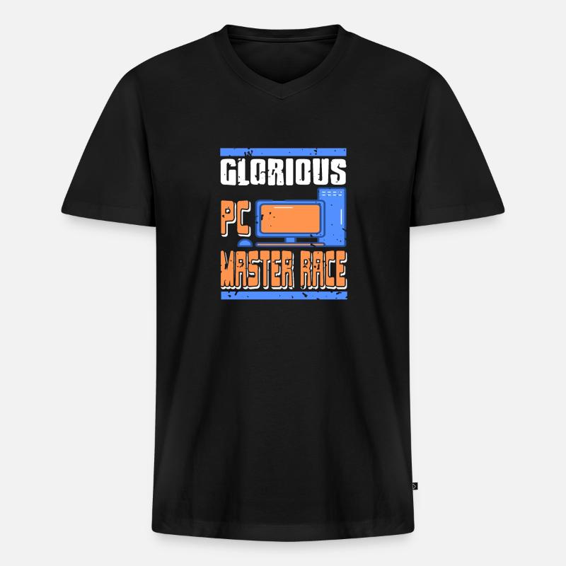 Glorious PC Master Race - Männer Premium Bio T-Shirt mit V-Ausschnitt - Schwarz