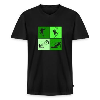 Kite Surfing, Kite Board, Lifestyle Vintage Design - Men's Premium Organic T-shirt with V-neck - black - Front - Nico (187cm)