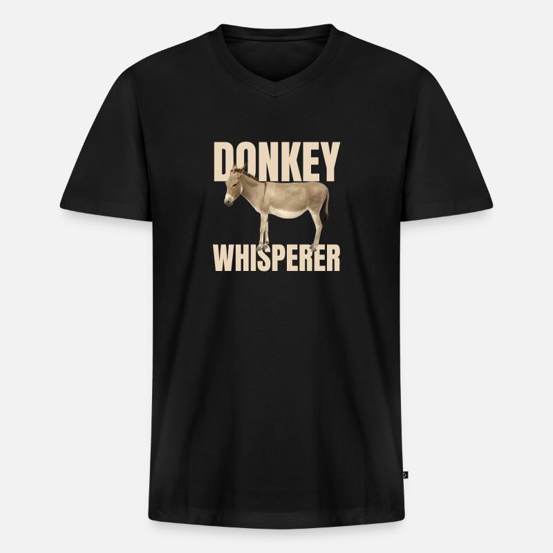 Donkey Whisperer - Männer Premium Bio T-Shirt mit V-Ausschnitt - Schwarz