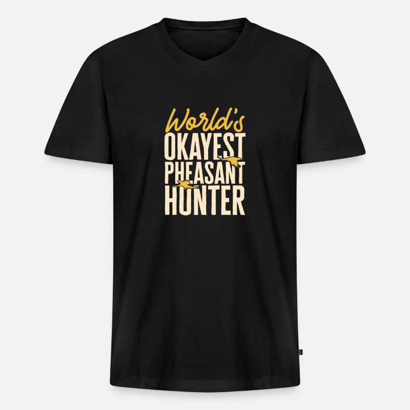 Fasanenjagd Fasan Vogeljagd Vogeljäger - Männer Premium Bio T-Shirt mit V-Ausschnitt - Schwarz