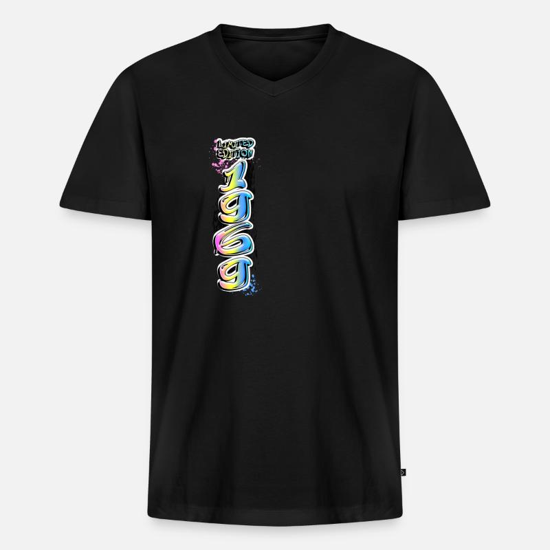 Limited Edition 1969 Graffiti - Männer Premium Bio T-Shirt mit V-Ausschnitt - Schwarz
