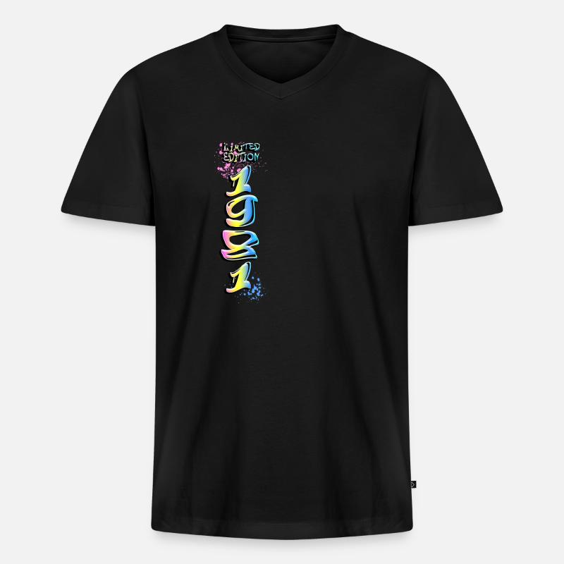 Limited Edition 1981 Graffiti - Männer Premium Bio T-Shirt mit V-Ausschnitt - Schwarz