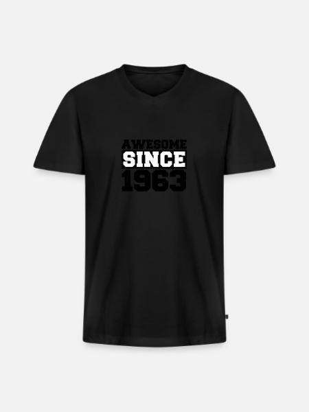 Awesome since 1963 - Männer Premium Bio T-Shirt mit V-Ausschnitt - Schwarz