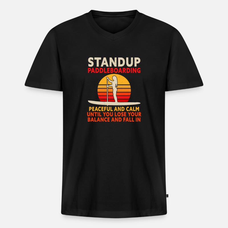 SUP Paddle Board Paddleboarding - Männer Premium Bio T-Shirt mit V-Ausschnitt - Schwarz
