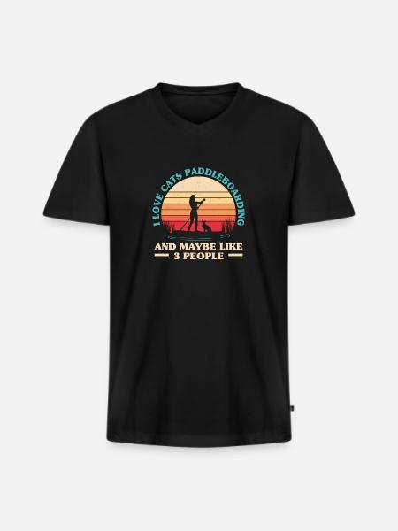 SUP Paddle Board Paddleboarding - Männer Premium Bio T-Shirt mit V-Ausschnitt - Schwarz