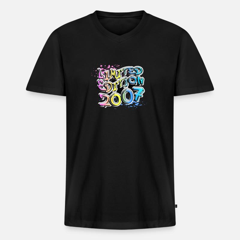 Limited Edition 2007 Graffiti - Männer Premium Bio T-Shirt mit V-Ausschnitt - Schwarz