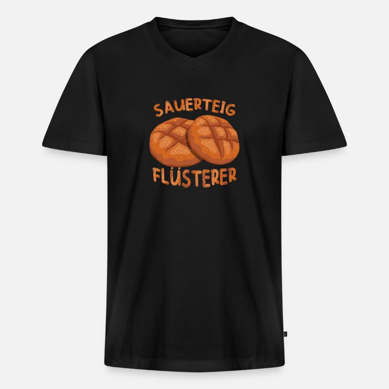 Sauerteig Flüsterer Bäcker Bäckermeister Backen - Männer Premium Bio T-Shirt mit V-Ausschnitt - Schwarz