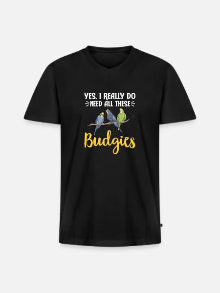 Budgerigar Parakeet Bird Pet Gift - Men's Premium Organic T-shirt with V-neck - black