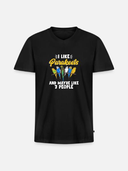 Budgerigar Parakeet Bird Pet Gift - Men's Premium Organic T-shirt with V-neck - black