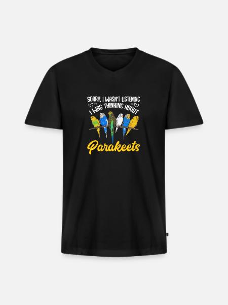 Budgerigar Parakeet Bird Pet Gift - Men's Premium Organic T-shirt with V-neck - black