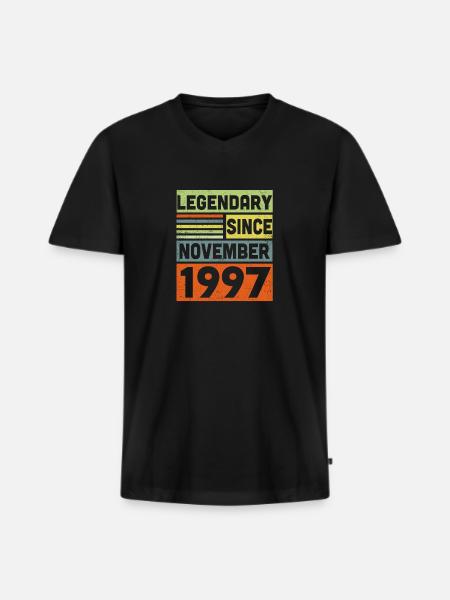 25 Years Old Legendary Since November 1997 25th - Men's Premium Organic T-shirt with V-neck - black