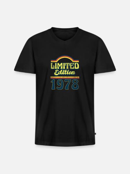 Edition Limitée 1978 Millésime - T-shirt encolure en V Premium bio Homme - noir