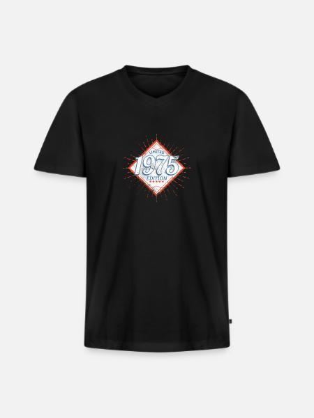 Edition Limitée 1975 Millésime - T-shirt encolure en V Premium bio Homme - noir
