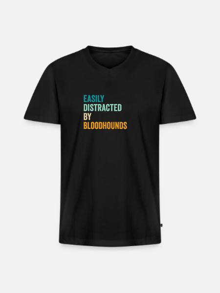 Easily Distracted By Bloodhounds - Men's Premium Organic T-shirt with V-neck - black