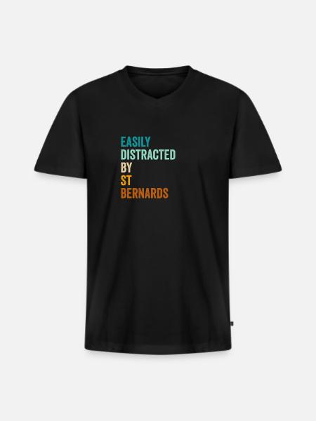 Facilement distrait par St Bernards - T-shirt encolure en V Premium bio Homme - noir