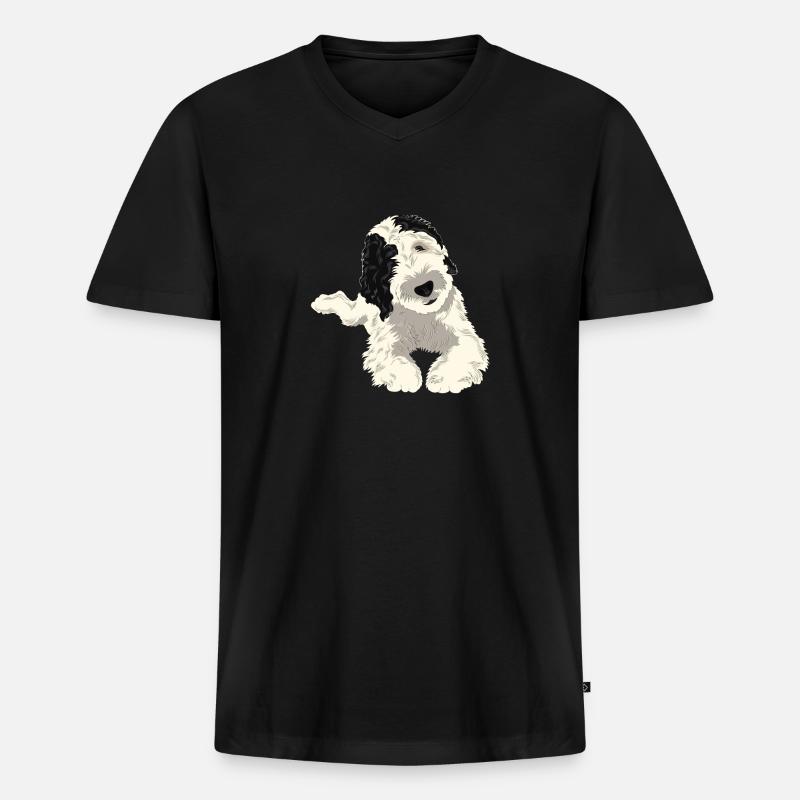 Sheepadoodle Hund Geschenk - Männer Premium Bio T-Shirt mit V-Ausschnitt - Schwarz