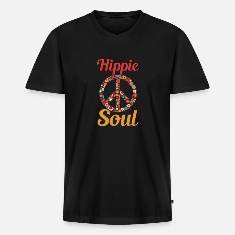 hippie seele - Männer Premium Bio T-Shirt mit V-Ausschnitt - Schwarz