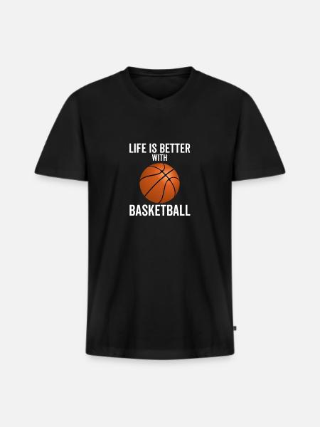 Life is Better With Basketball - Men's Premium Organic T-shirt with V-neck - black