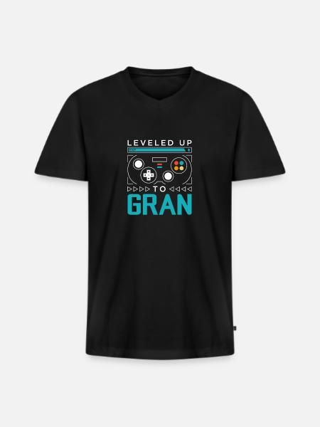 Leveled Up to Gran Gamer Grandma Gaming Grandmom - Men's Premium Organic T-shirt with V-neck - black