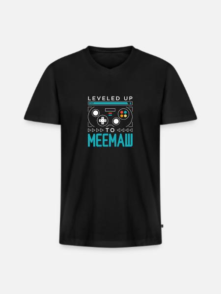 Leveled Up to Meemaw Gamer Grandma Gaming Grandmom - Men's Premium Organic T-shirt with V-neck - black