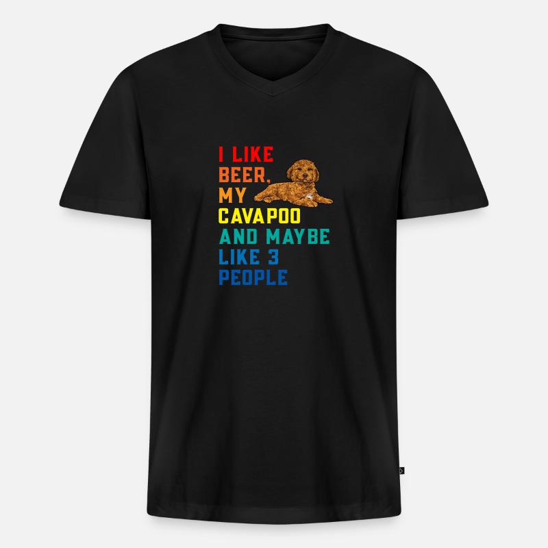 Cavapoo Cavoodle Capoodle Hund - Männer Premium Bio T-Shirt mit V-Ausschnitt - Schwarz
