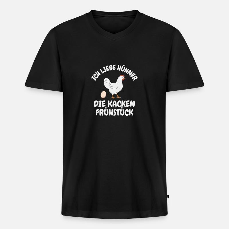 Ich liebe Hühner - Männer Premium Bio T-Shirt mit V-Ausschnitt - Schwarz