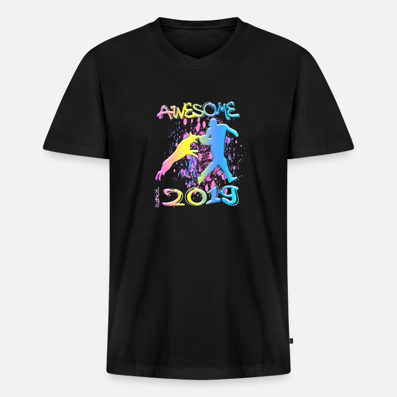 Awesome since 2019. Agility, Hundetraining - Männer Premium Bio T-Shirt mit V-Ausschnitt - Schwarz