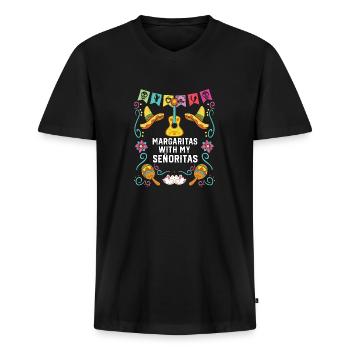 Margaritas With My Senoritas Margarita Drinker - Men's Premium Organic T-shirt with V-neck - black - Front - Nico (187cm)