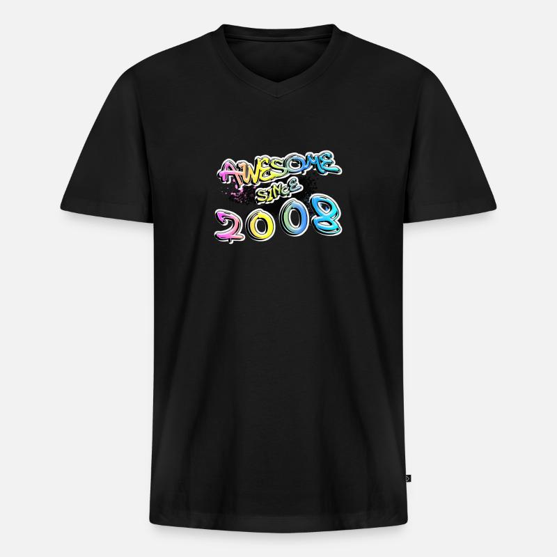 Awesome since 2008 - Männer Premium Bio T-Shirt mit V-Ausschnitt - Schwarz