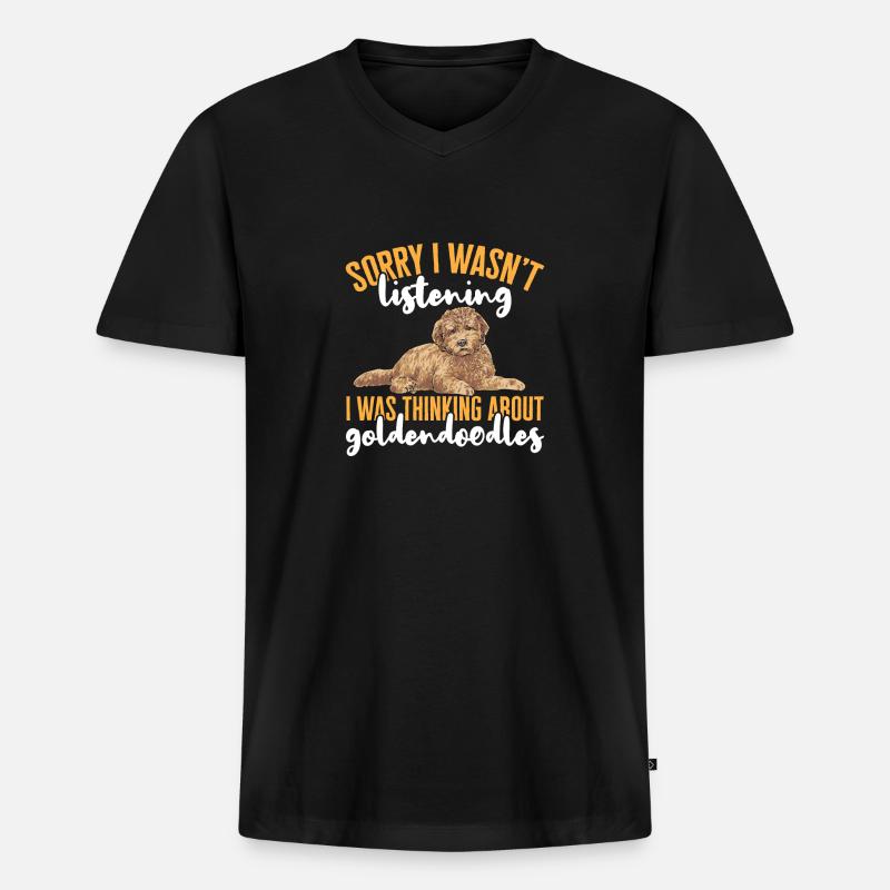 Goldendoodle Doodle Hund - Männer Premium Bio T-Shirt mit V-Ausschnitt - Schwarz