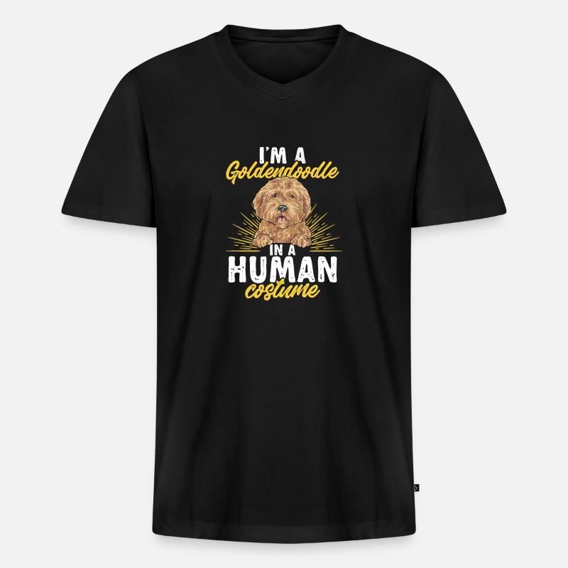 Goldendoodle Doodle Hund - Männer Premium Bio T-Shirt mit V-Ausschnitt - Schwarz