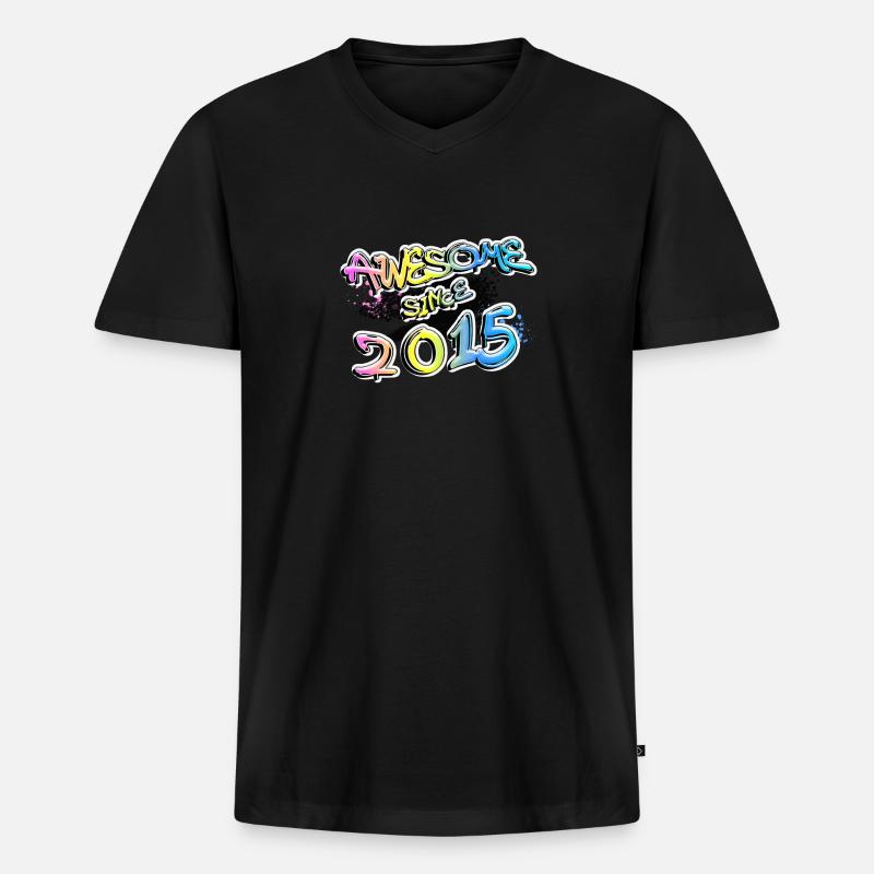 Awesome since 2015 - Männer Premium Bio T-Shirt mit V-Ausschnitt - Schwarz