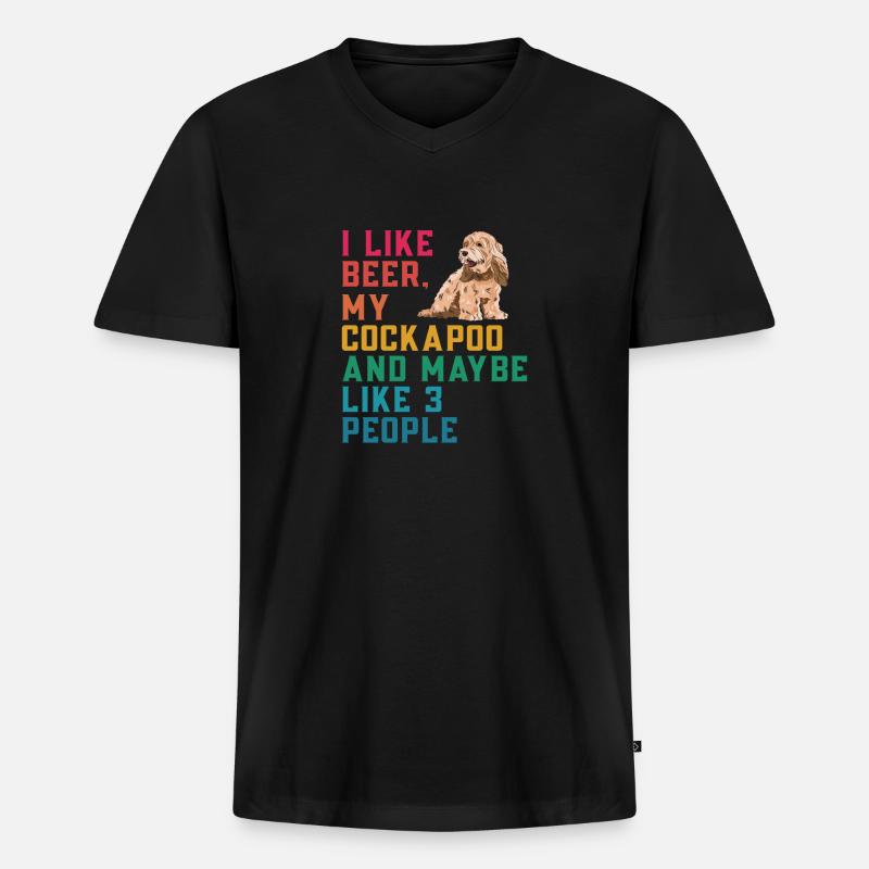 Cockapoo Hund - Männer Premium Bio T-Shirt mit V-Ausschnitt - Schwarz