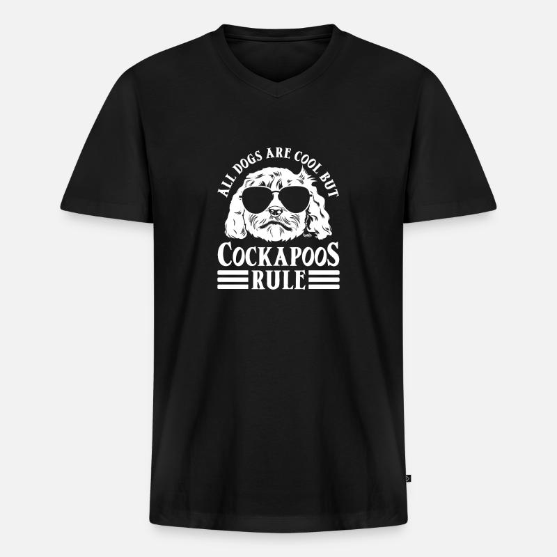 Cockapoo Hund - Männer Premium Bio T-Shirt mit V-Ausschnitt - Schwarz