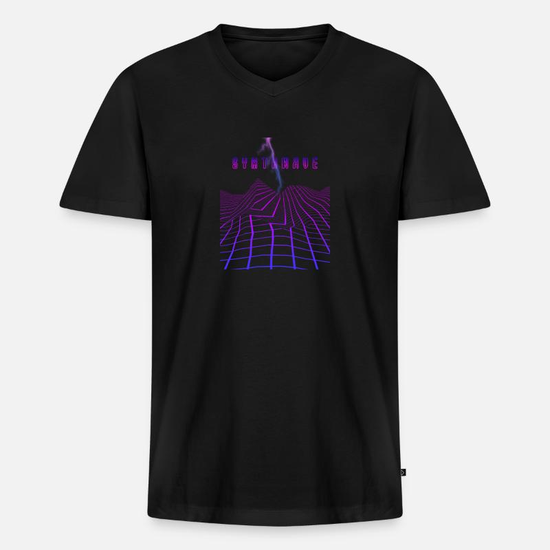 Retrowave Synthwave 80s Design - Männer Premium Bio T-Shirt mit V-Ausschnitt - Schwarz