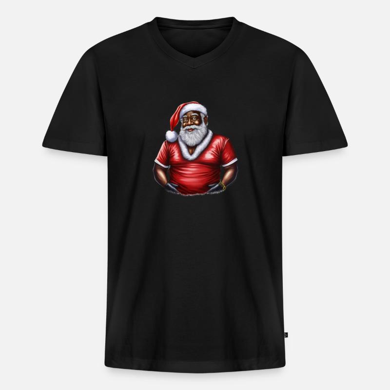 Weihnachtsmann Schwarzer Weihnachtsmann - Männer Premium Bio T-Shirt mit V-Ausschnitt - Schwarz