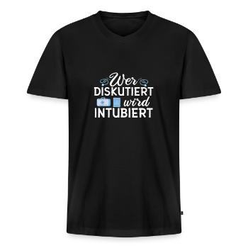 Wer Diskutiert Wird Intubiert Krankenschwester - Männer Premium Bio T-Shirt mit V-Ausschnitt - Schwarz - Vorne - Nico (187cm)