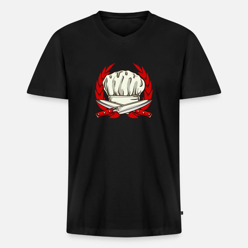 Kochen Küchenchef Hobbykoch Koch - Männer Premium Bio T-Shirt mit V-Ausschnitt - Schwarz