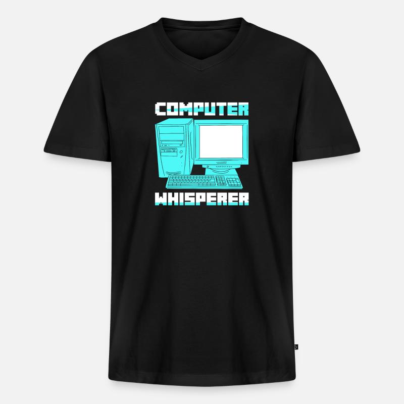 Computer Whisperer Software Coding - Männer Premium Bio T-Shirt mit V-Ausschnitt - Schwarz
