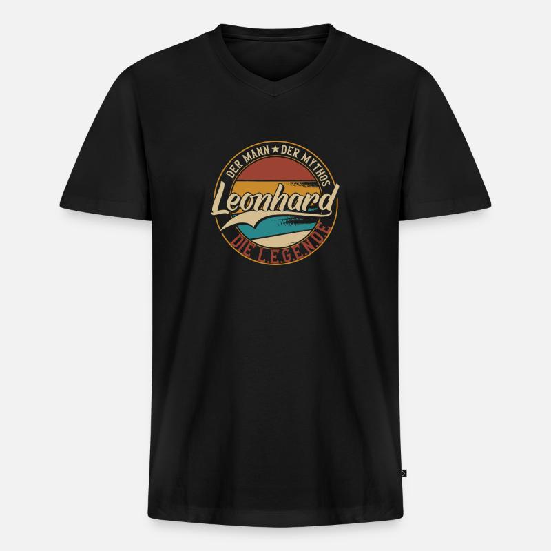 Der mann der mythos Leonhard - Männer Premium Bio T-Shirt mit V-Ausschnitt - Schwarz