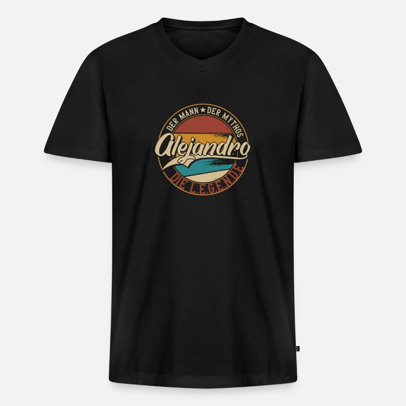 Der mann der mythos Alejandro - Männer Premium Bio T-Shirt mit V-Ausschnitt - Schwarz