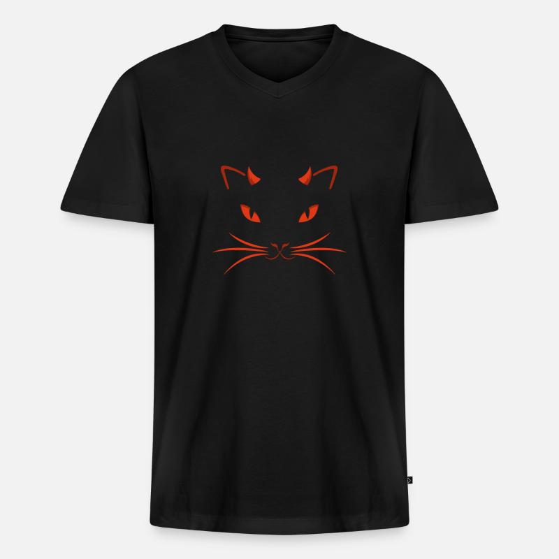 Teufelskatze - Männer Premium Bio T-Shirt mit V-Ausschnitt - Schwarz